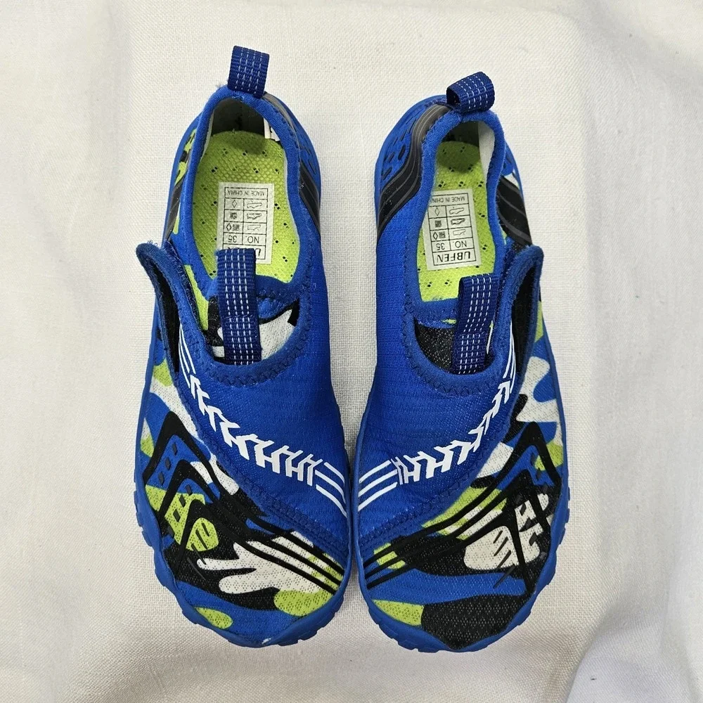 UBFEN Water‎ Shoes Kids Sz 3 35 Blue Camo Aqua Socks Beach Pool Swim Barefoot